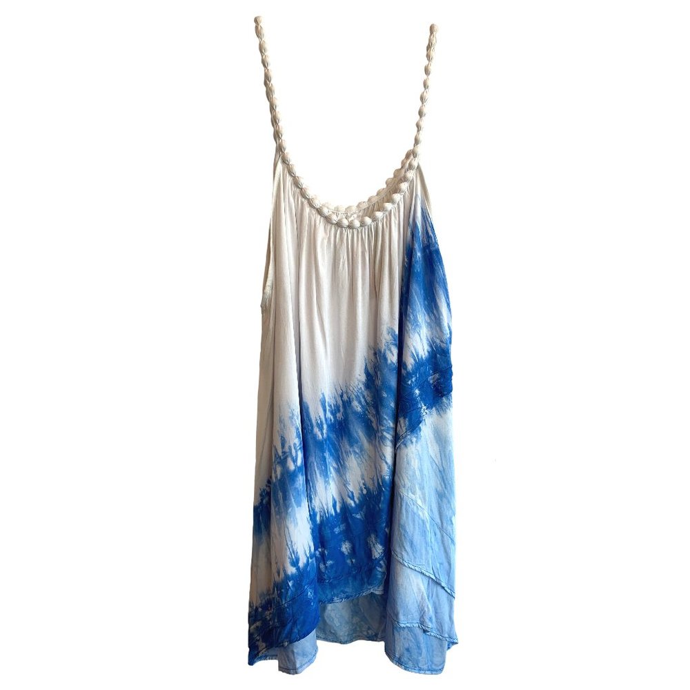 One Size Blue and White Flowy Light Summer Dress